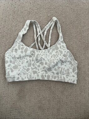 lululemon athletica Light Gray Animal-Print Strappy Sports Bra